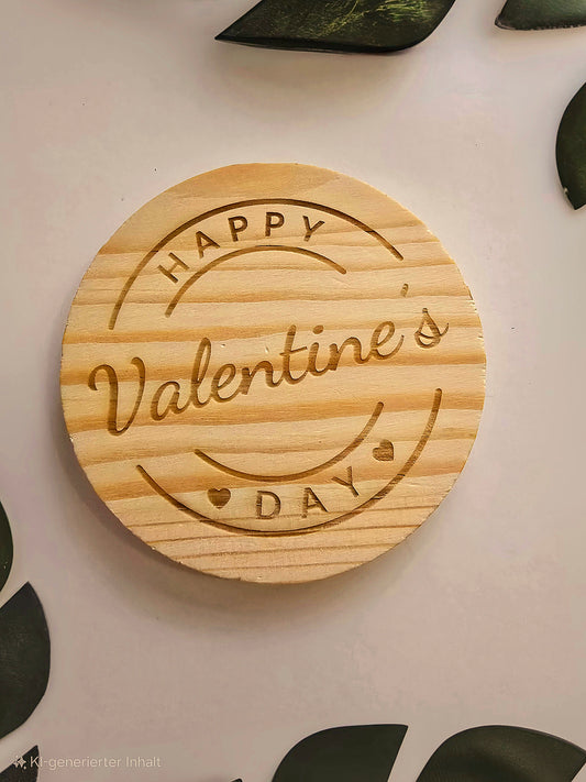 Holzuntersetzer „Happy Valentine's Day“ ❤️