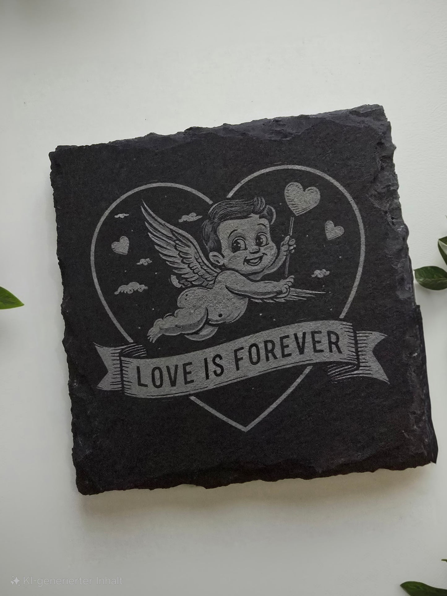 Schieferuntersetzer „Love is Forever“ – Romantik für dein Zuhause 💘✨