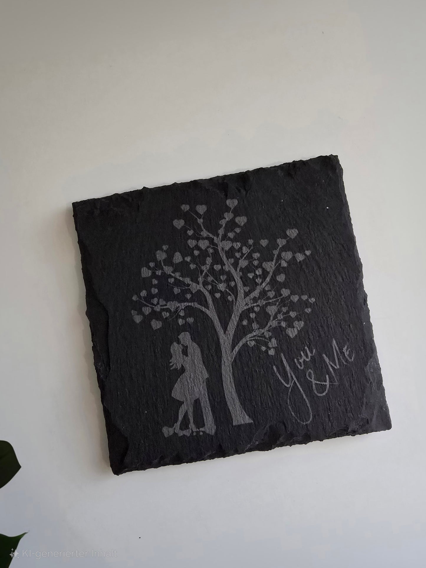 Schieferuntersetzer „You & Me“ – Romantisches Design für Verliebte ❤️🌳