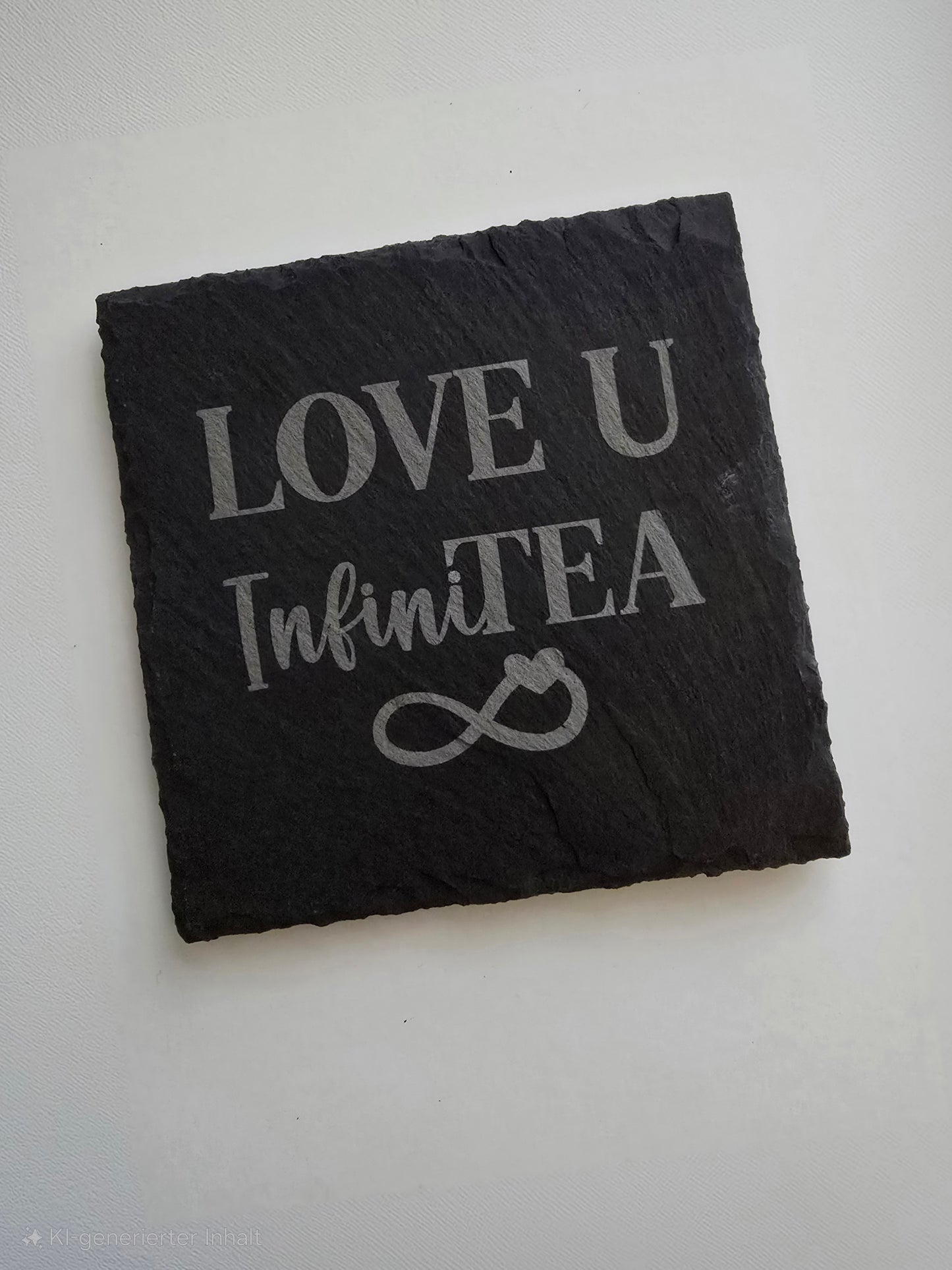 Schieferuntersetzer „LOVE U InfiniTEA“ – Perfekt für Tee-Liebhaber! ☕❤️
