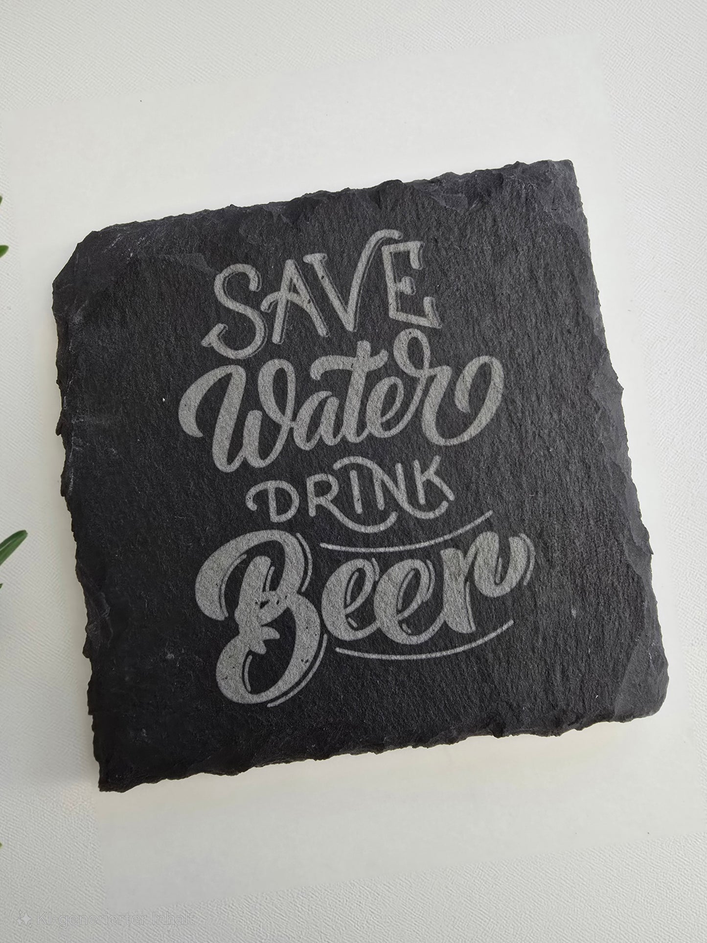 Schieferuntersetzer „Save Water, Drink Beer“ 🍻
