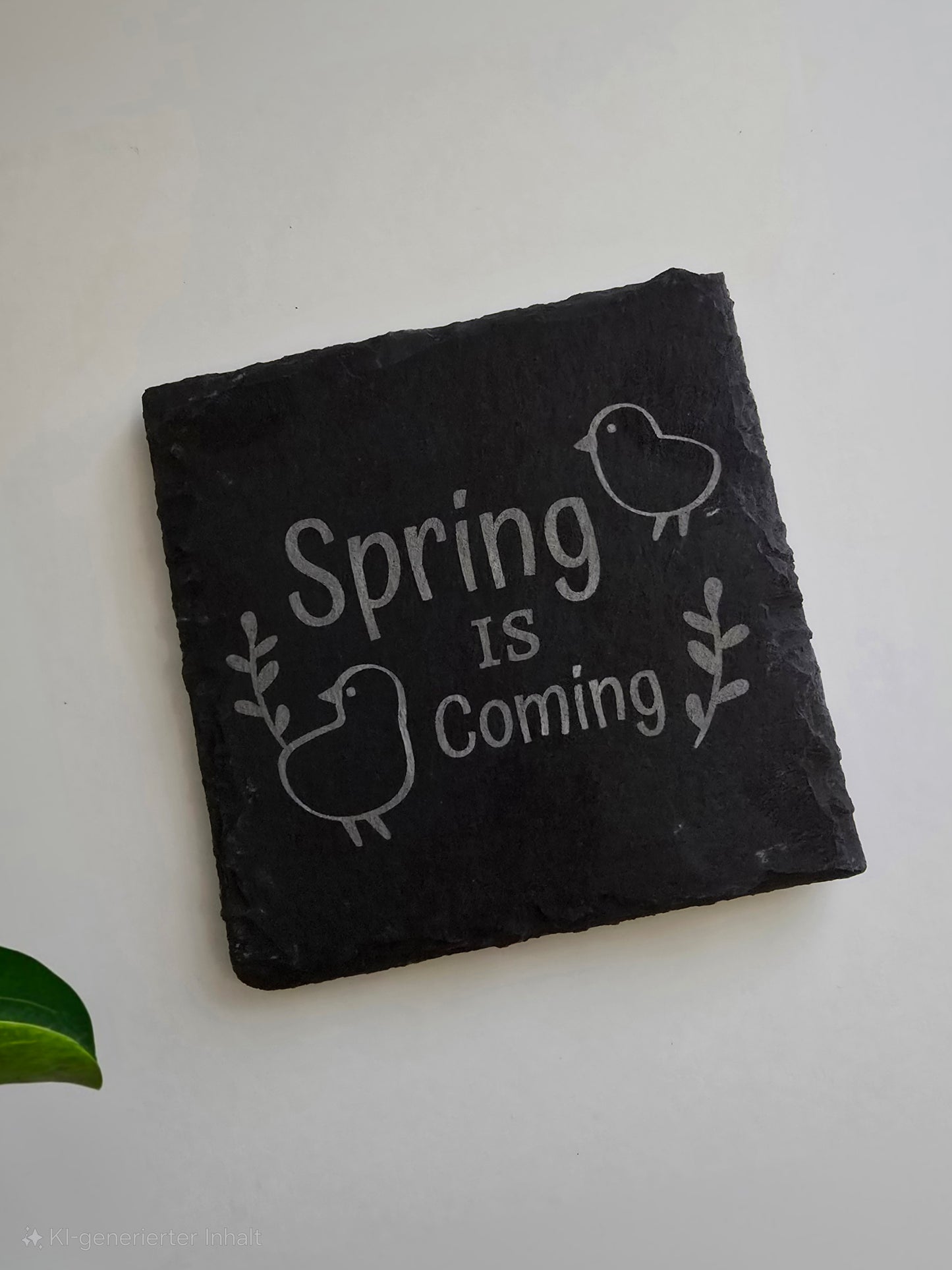 Schieferuntersetzer „Spring is Coming“ – Frühlingshafte Tischdekoration