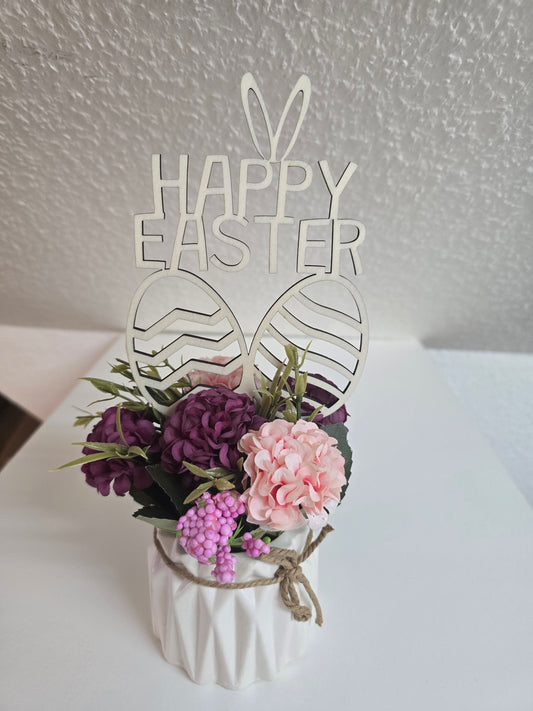 Holz-Blumenstecker „Happy Easter“ – Frühlingszauber für dein Zuhause 🐰🌸