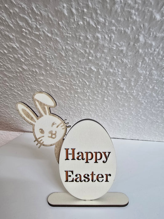 Holz-Dekoration „Happy Easter“ – Fröhliche Osterdeko zum Aufstellen 🐰🥚