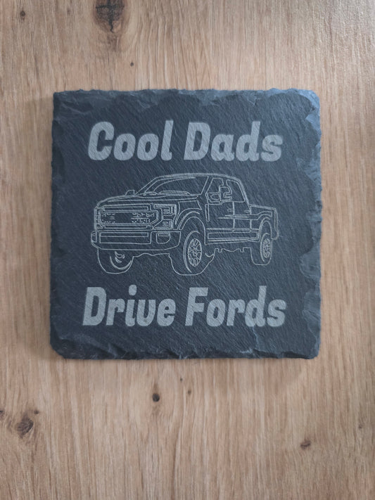 Schiefer-Untersetzer „Cool Dads Drive Fords“ 🛻💪