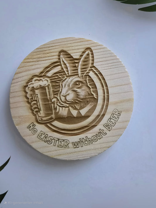 Holzuntersetzer „Kein Ostern ohne Bier“ – Lustige Osterdeko für Bierliebhaber 🍺🐰